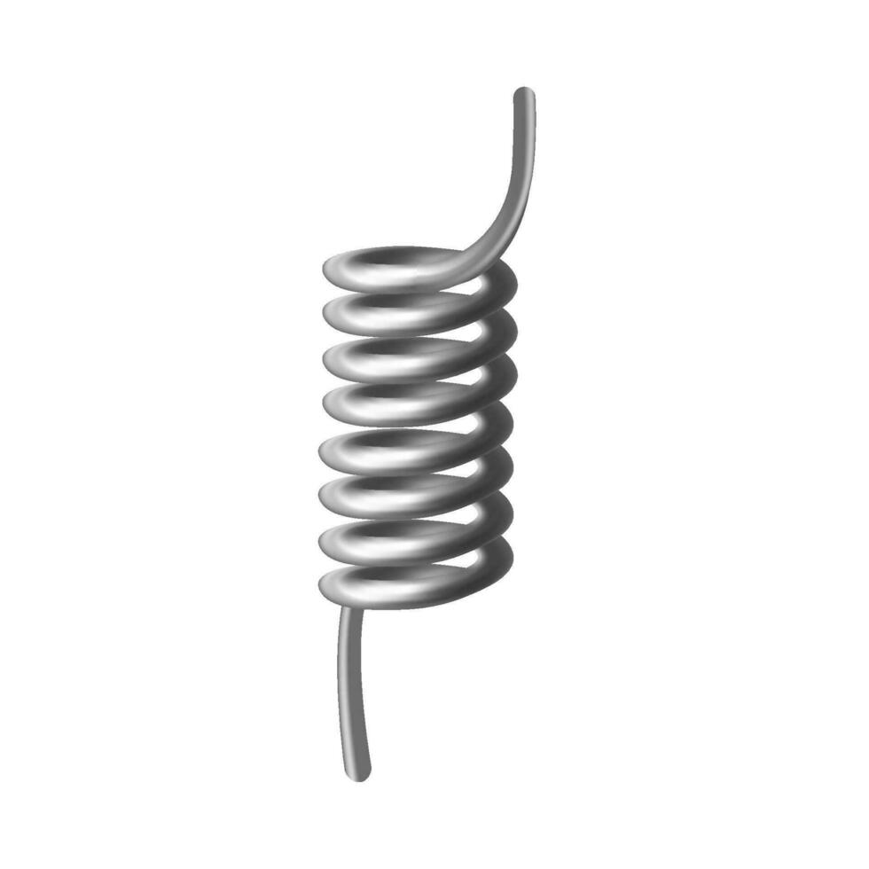 Metal steel spring detail with pins realistic vector illustration isolated.