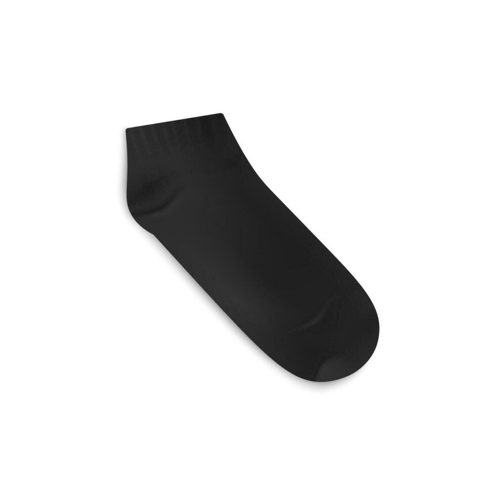 Black short realistic sock mockup, vector illustration