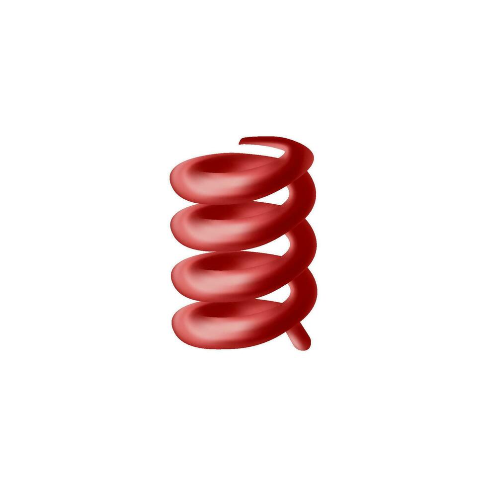 Steel spring with plastic coating, realistic vector illustration isolated.