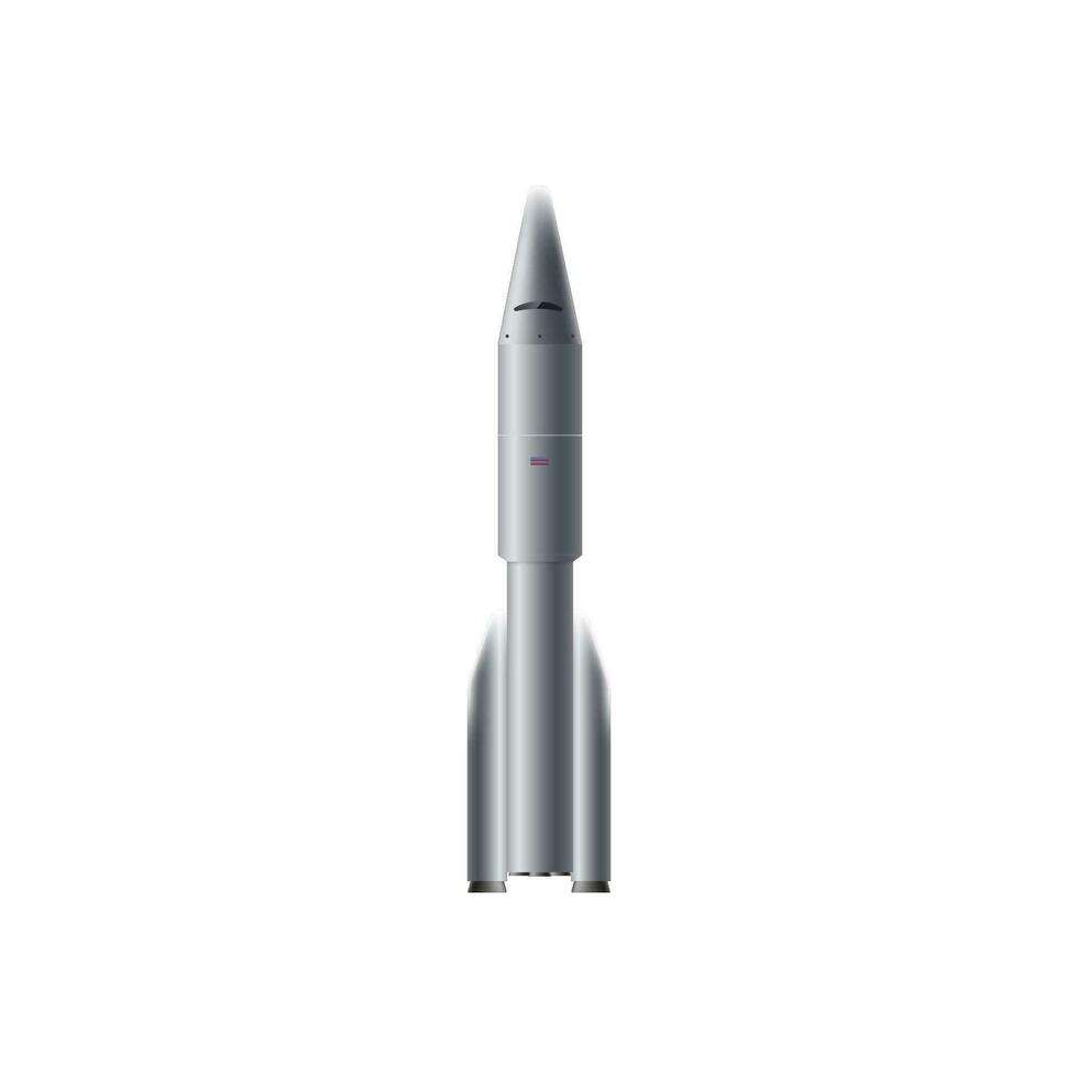 Space rocket or launching spacecraft, realistic vector illustration isolated.