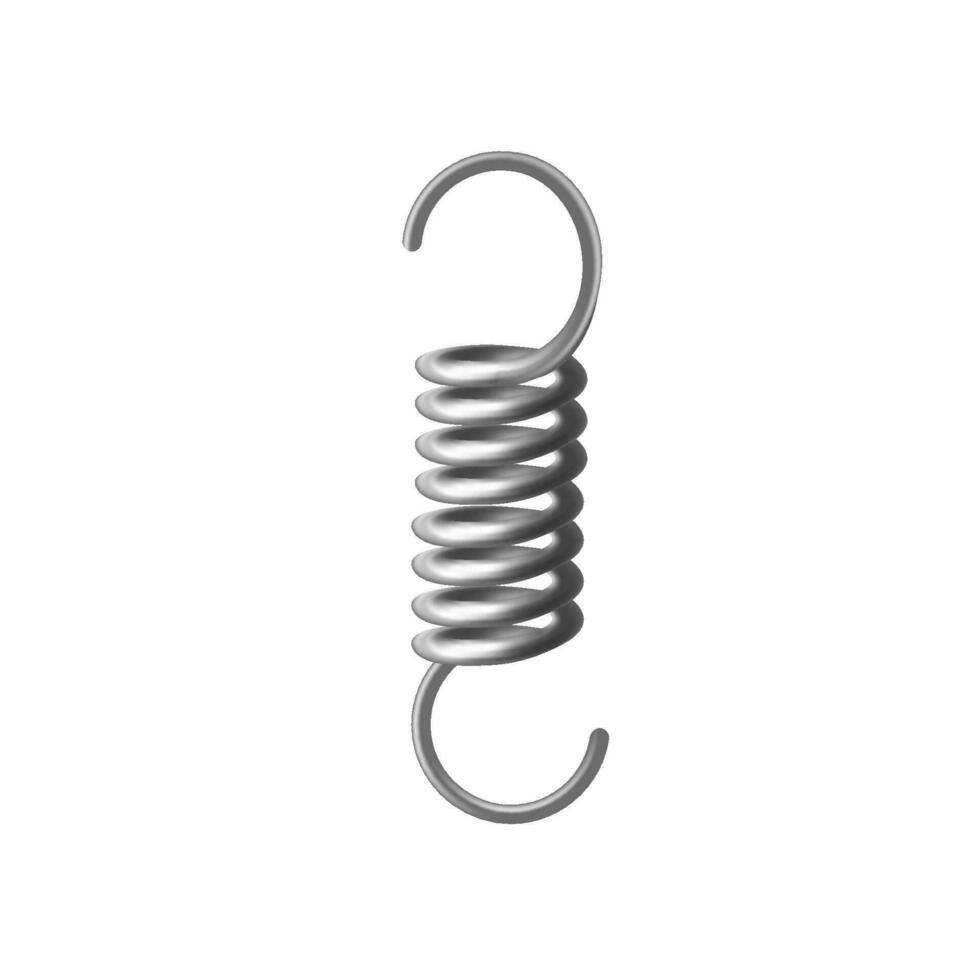 espiral cromo o aluminio primavera con manos, 3d vector ilustración aislado.