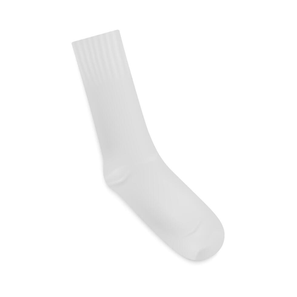 White long sock 3d realistic template vector illustration isolated on white.