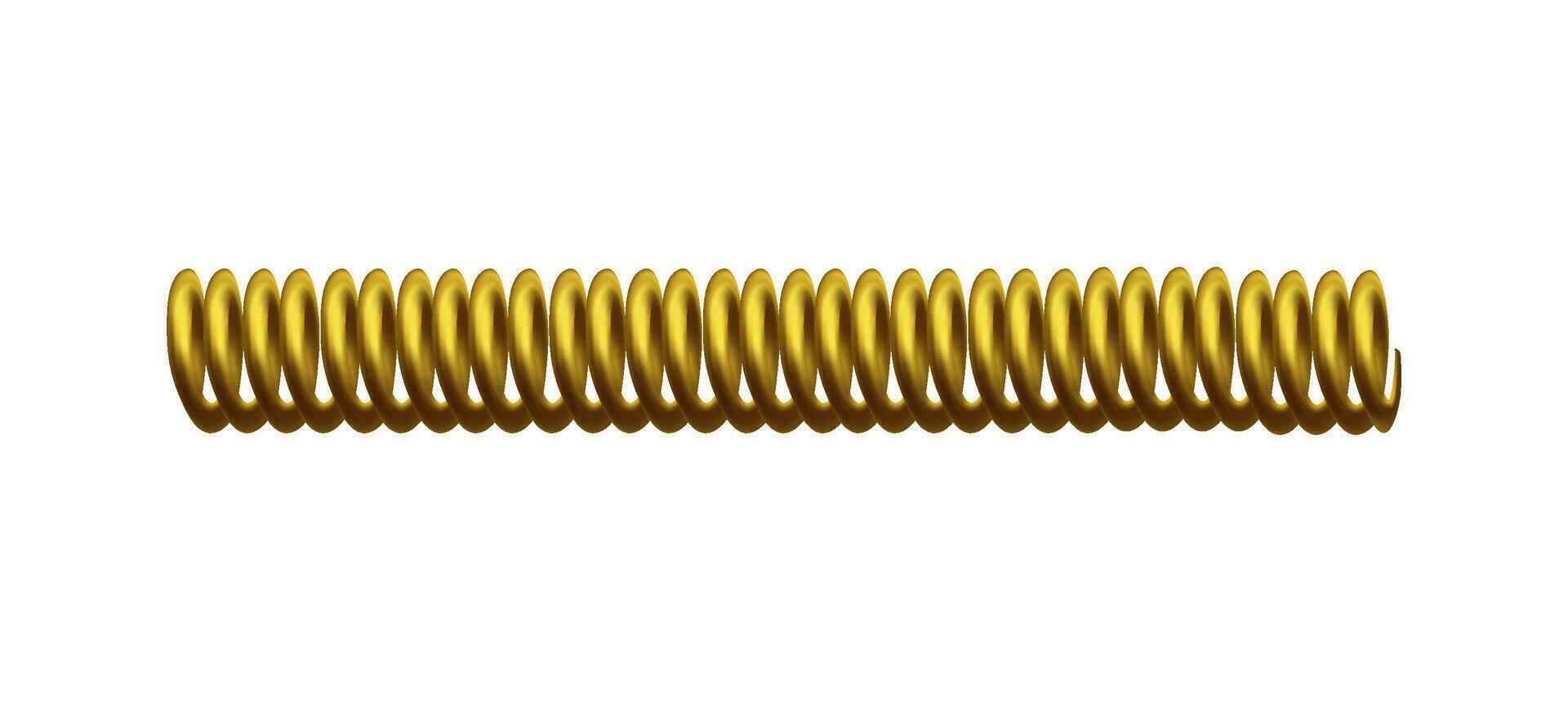Metal spiral wire spring part, 3D realistic vector illustration isolated.