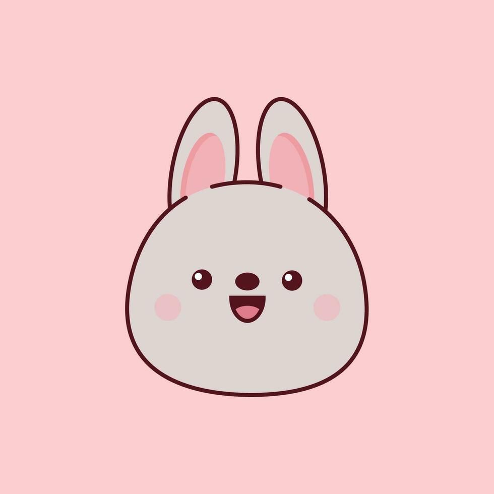 Gray cute kawaii hare muzzle on pink background vector