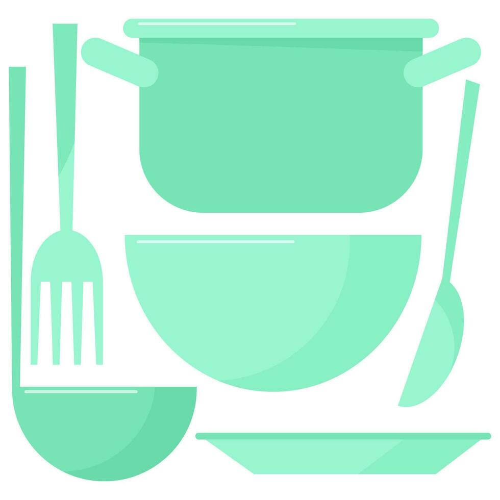 Blue cookware set vector