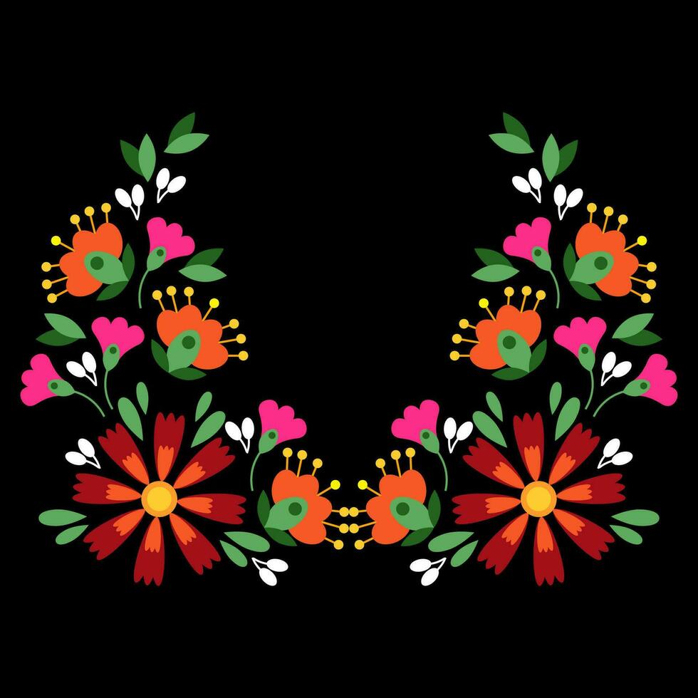 mexicano bordado floral en el forma de un circulo vector