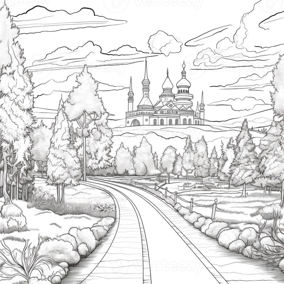 Anime Scenery Coloring Pages 26685597 Stock Photo at Vecteezy