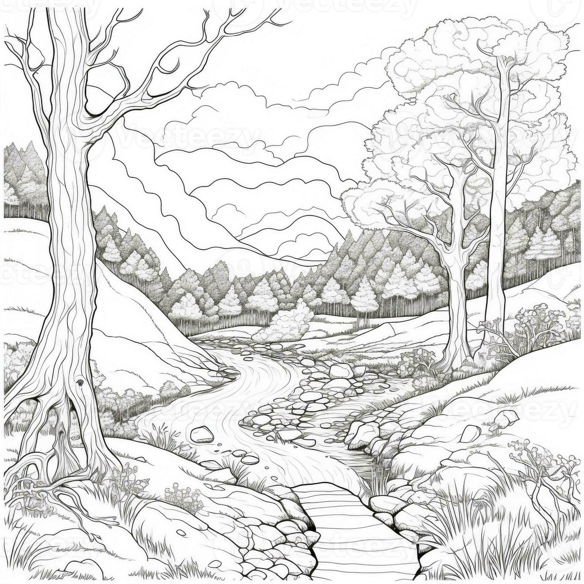 Anime Scenery Coloring Pages 26685878 Stock Photo at Vecteezy