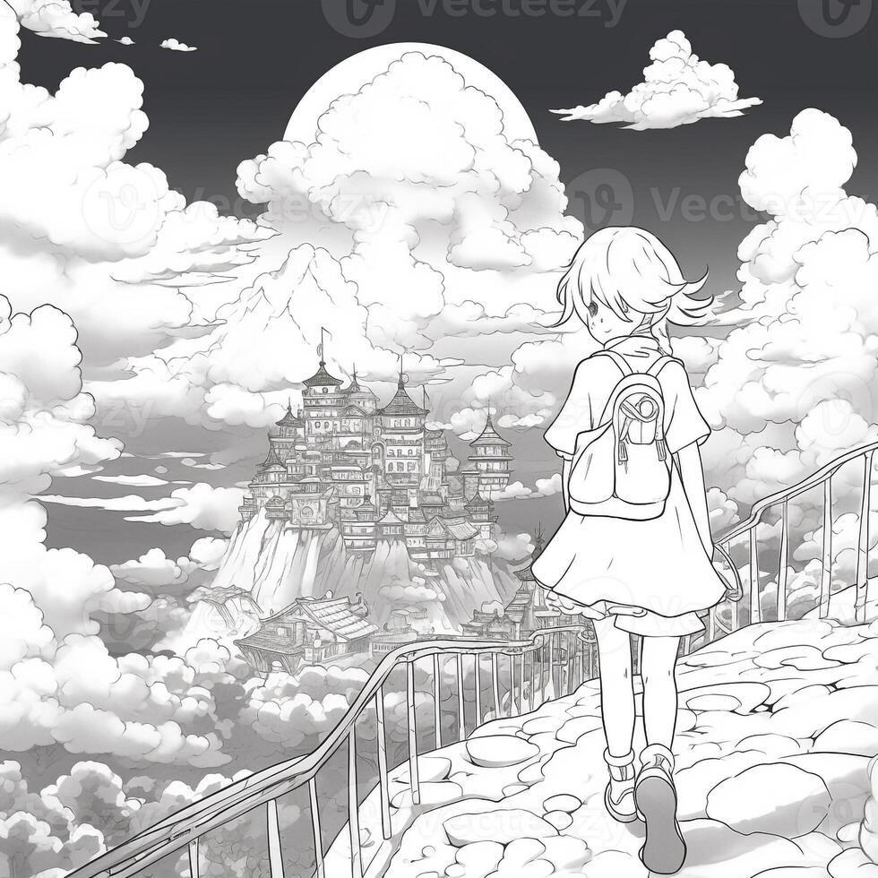 Anime Scenery Coloring Pages photo