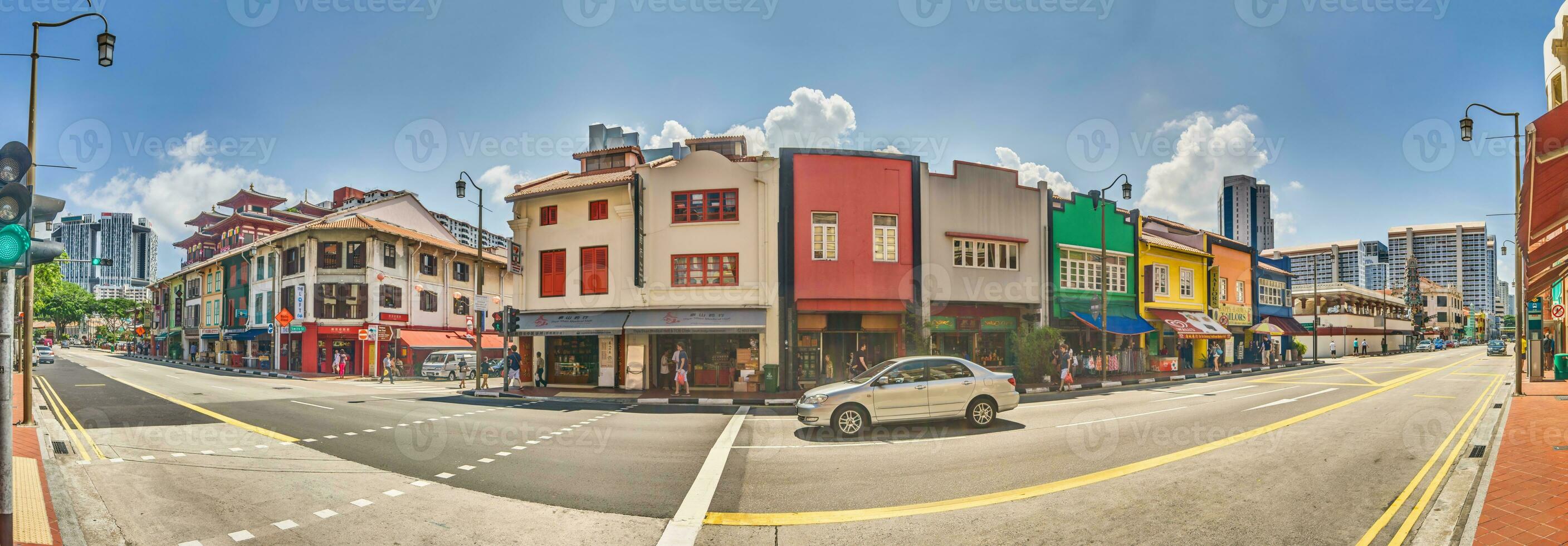 Panorama of a street scene in Singapore's Chinatown district photo