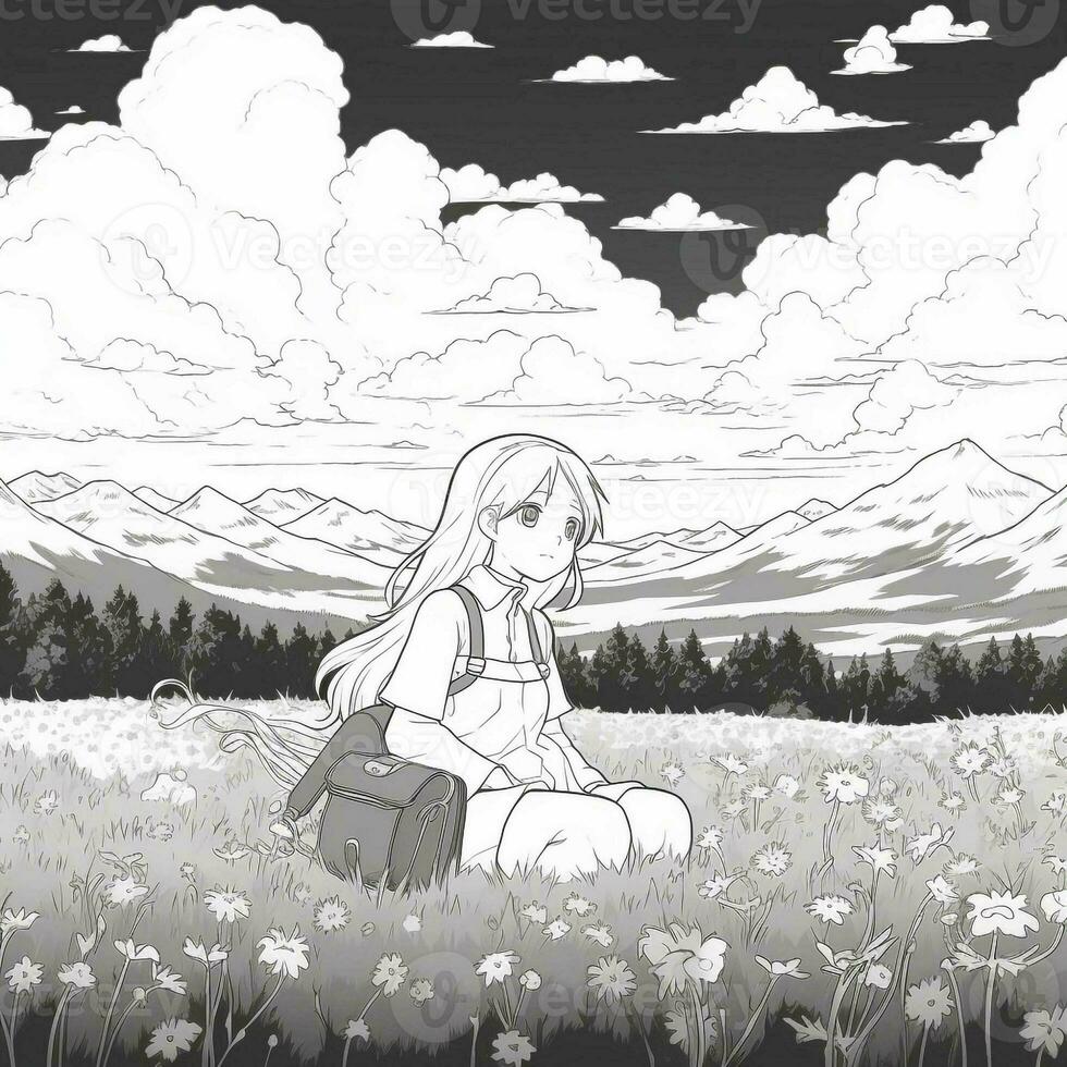 Anime Scenery Coloring Pages photo