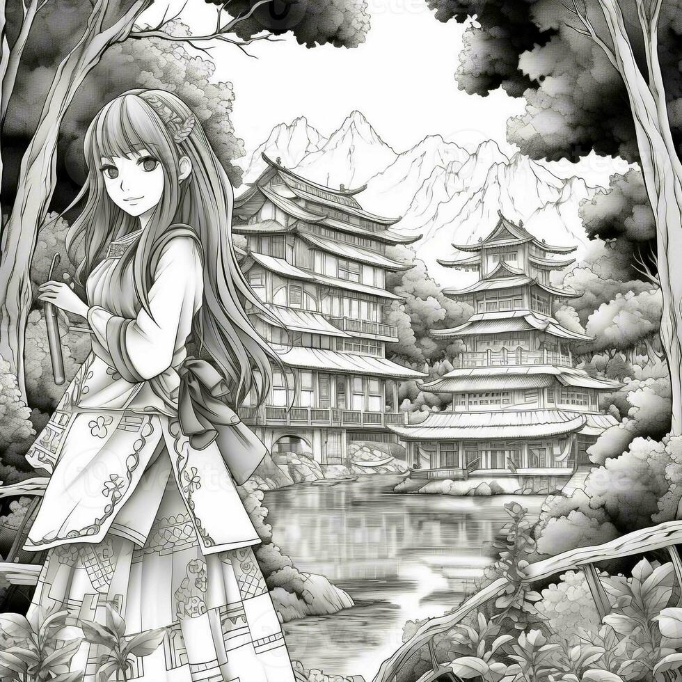 Anime Scenery Coloring Pages photo