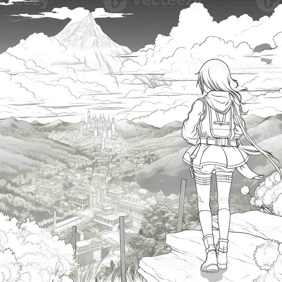 Anime Scenery Coloring Pages photo