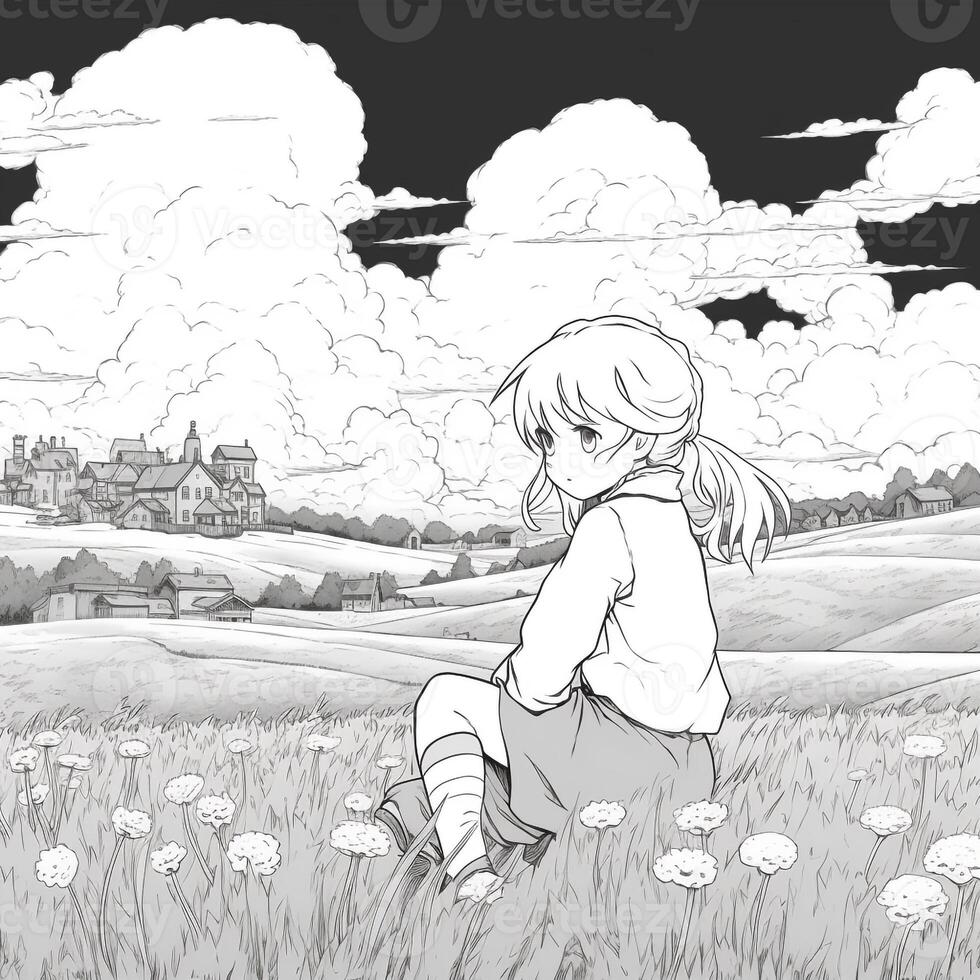 Anime Scenery Coloring Pages photo