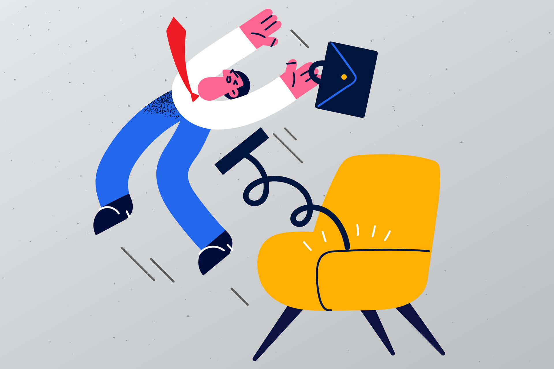 masculino empleado empujado fuera de silla por primavera despedido