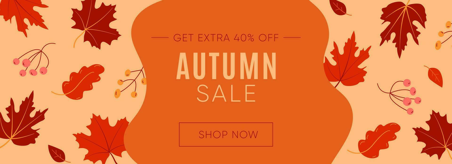 Autumn Sale poster or banner with autumn colorful leaves on brown background. Greetings and presents for Autumn season vector