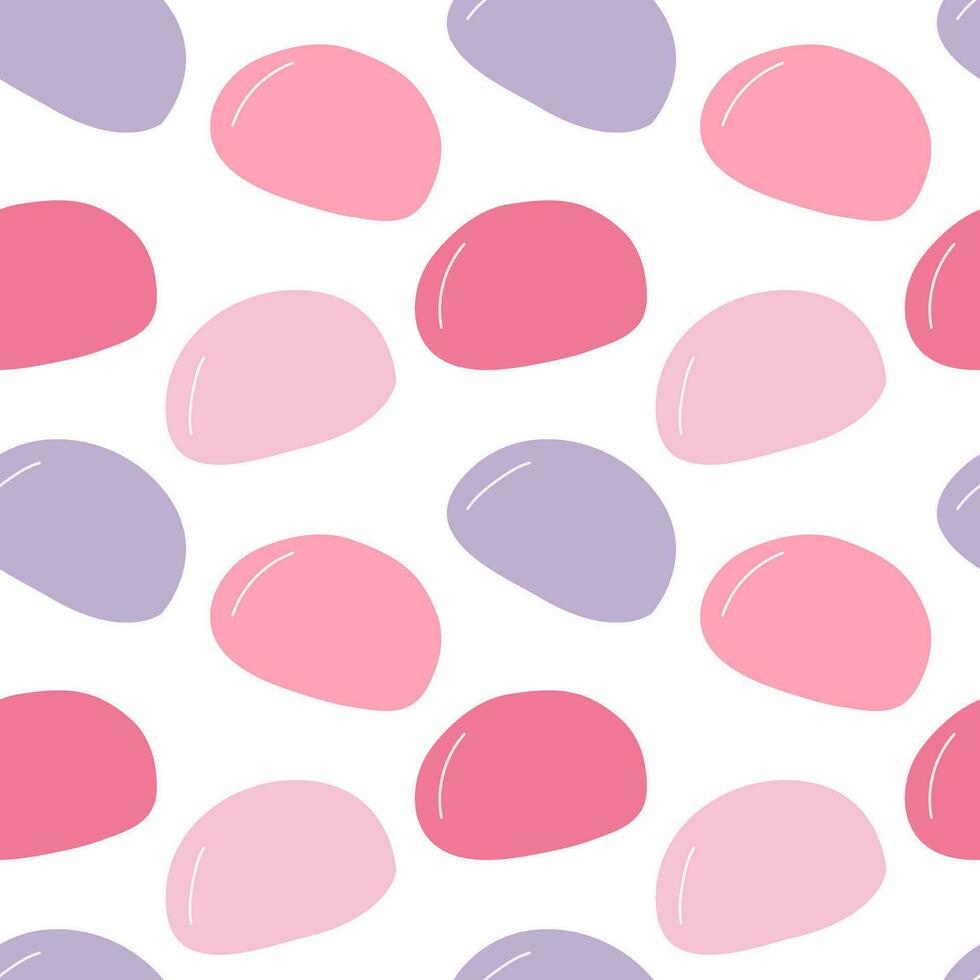 Vector mochi cake seamless pattern. Pink mochi pattern on white background