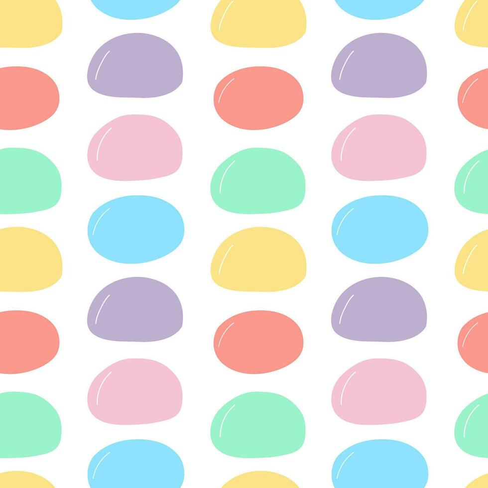 Vector colored mochi seamless pattern. Cute mochi cake in different colors