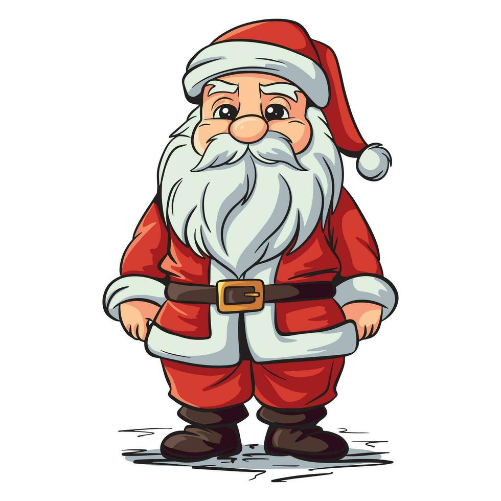 dibujos animados Papa Noel claus en mano dibujado estilo. vector