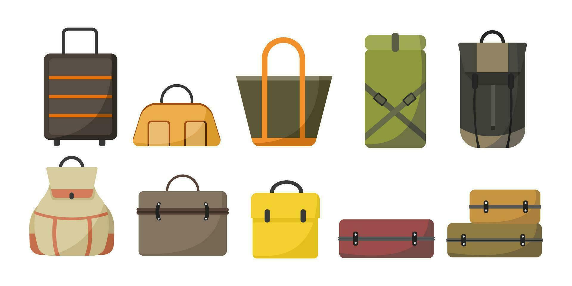 set of variety baggage, suitcases in difference types, travel bag, difference size of baggage in