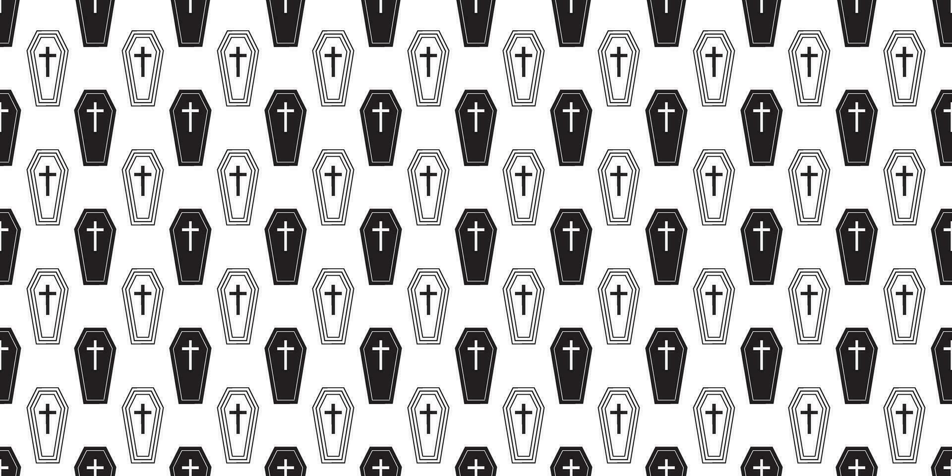 black white coffin seamless pattern vector