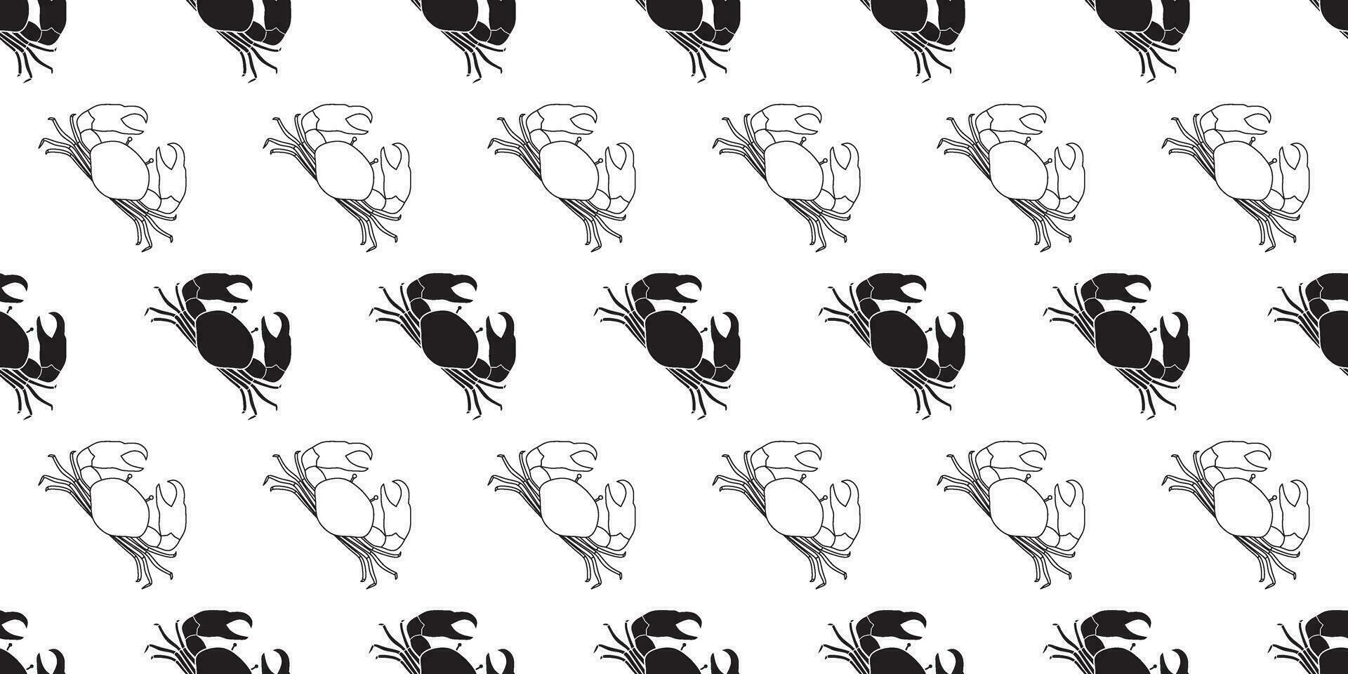 black white crab seamless pattern vector