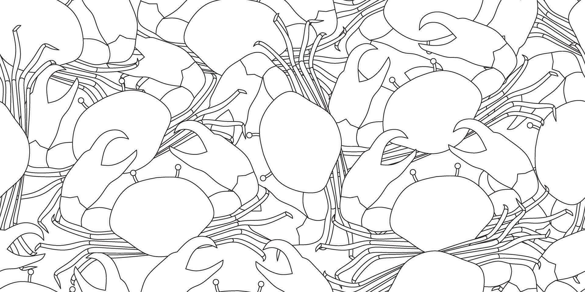 outline abstract crab seamless pattern vector