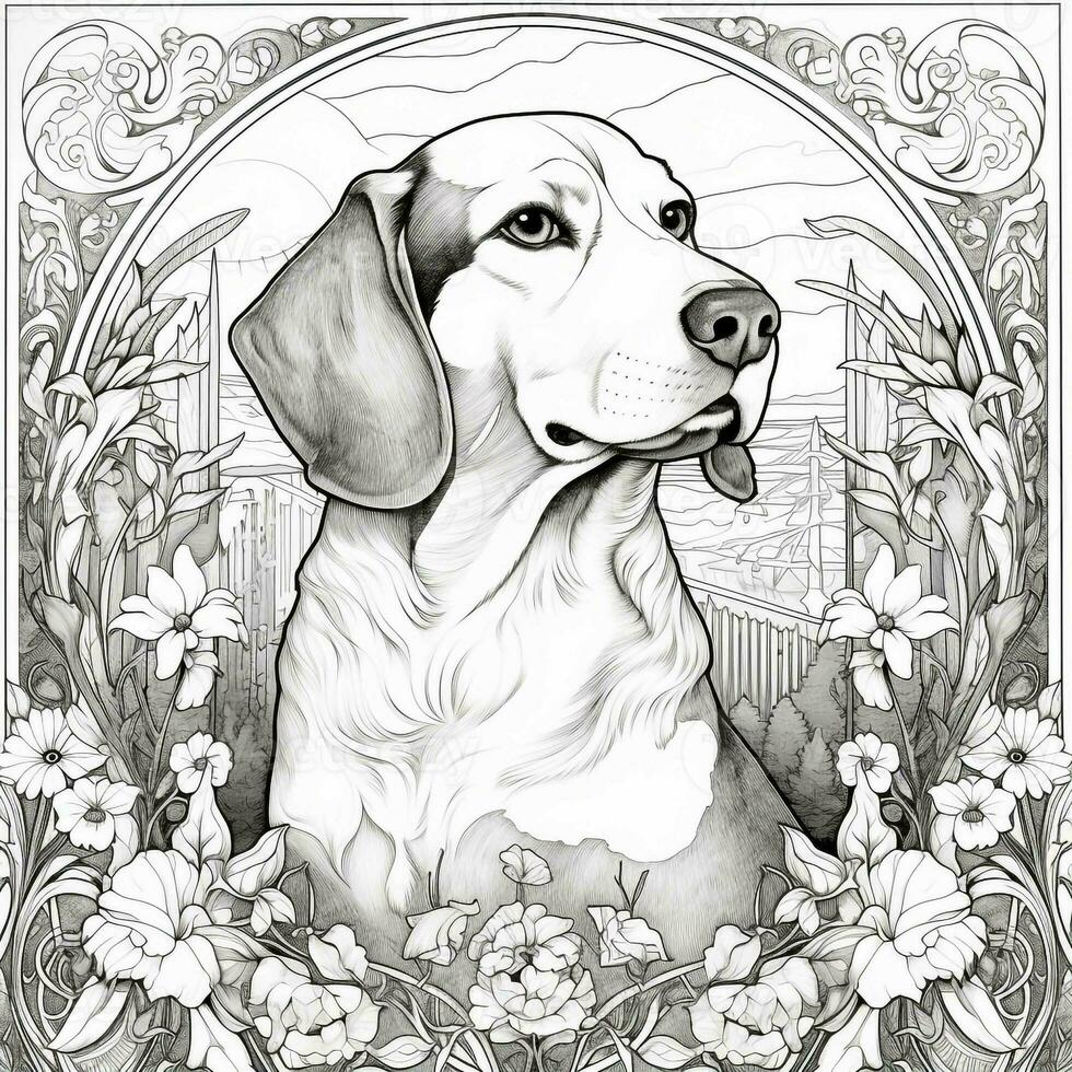 Art Nouveau Dog Coloring Pages photo