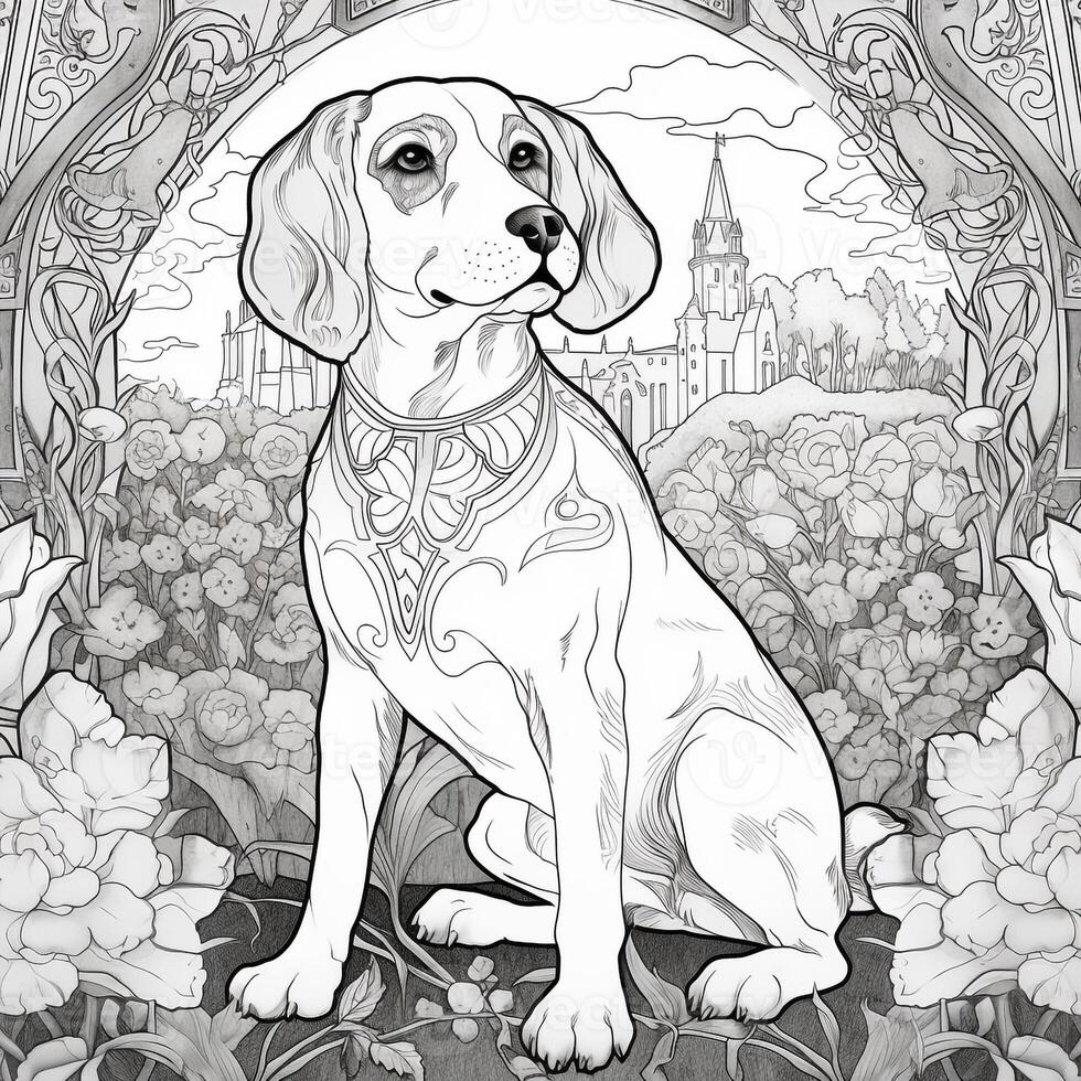 Art Nouveau Dog Coloring Pages photo