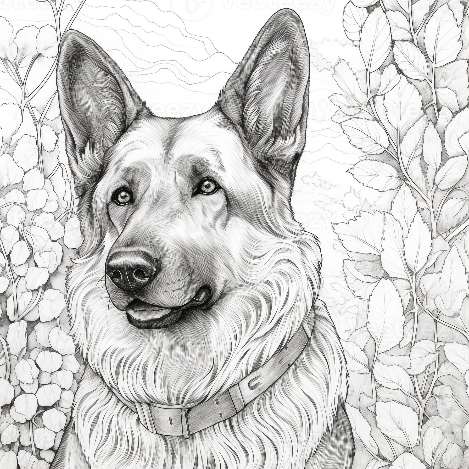 Realistic Dogs Coloring Page
