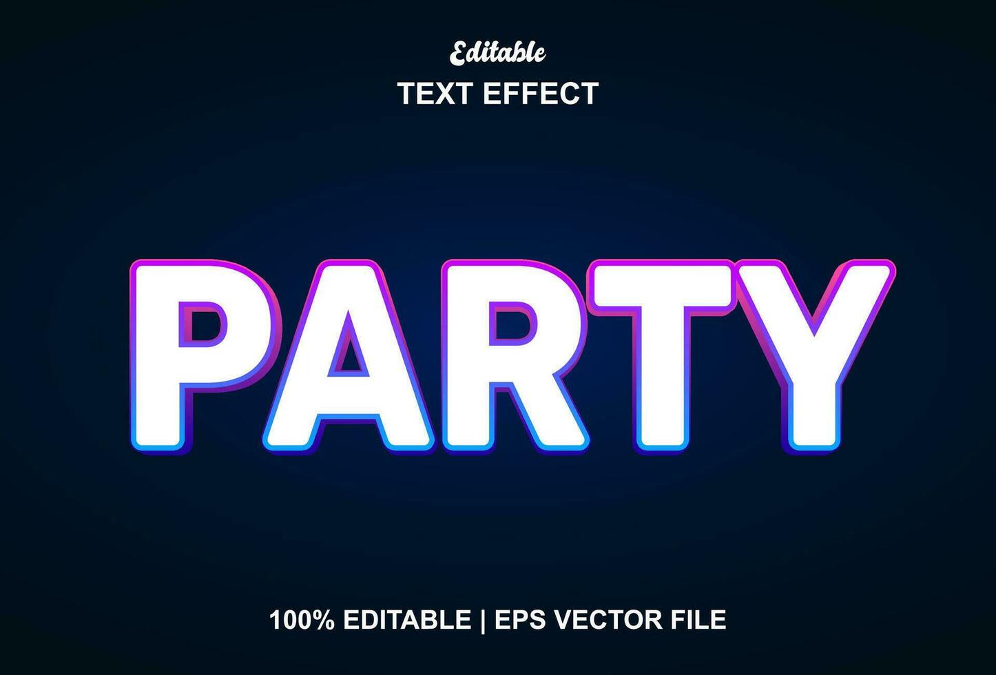 party text effect with blue graphic style and editable. vector