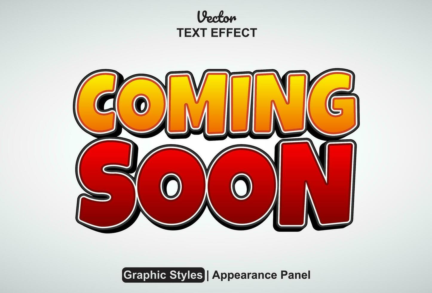 coming soon text effect with orange graphic style and editable. vector