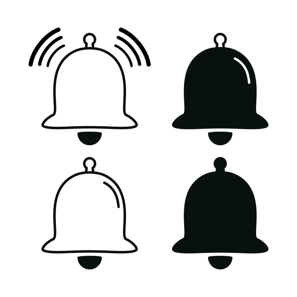Set of vector notification bell icon cartoon art illustration