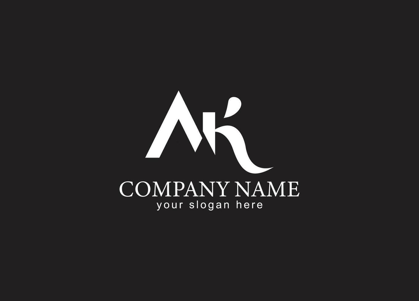 AK logo design template vector illustration. AK letter monogram. Elegant luxury logo. Calligraphic style. Corporate identity and personal logo. Vector design. Luxurious linear creative monogram