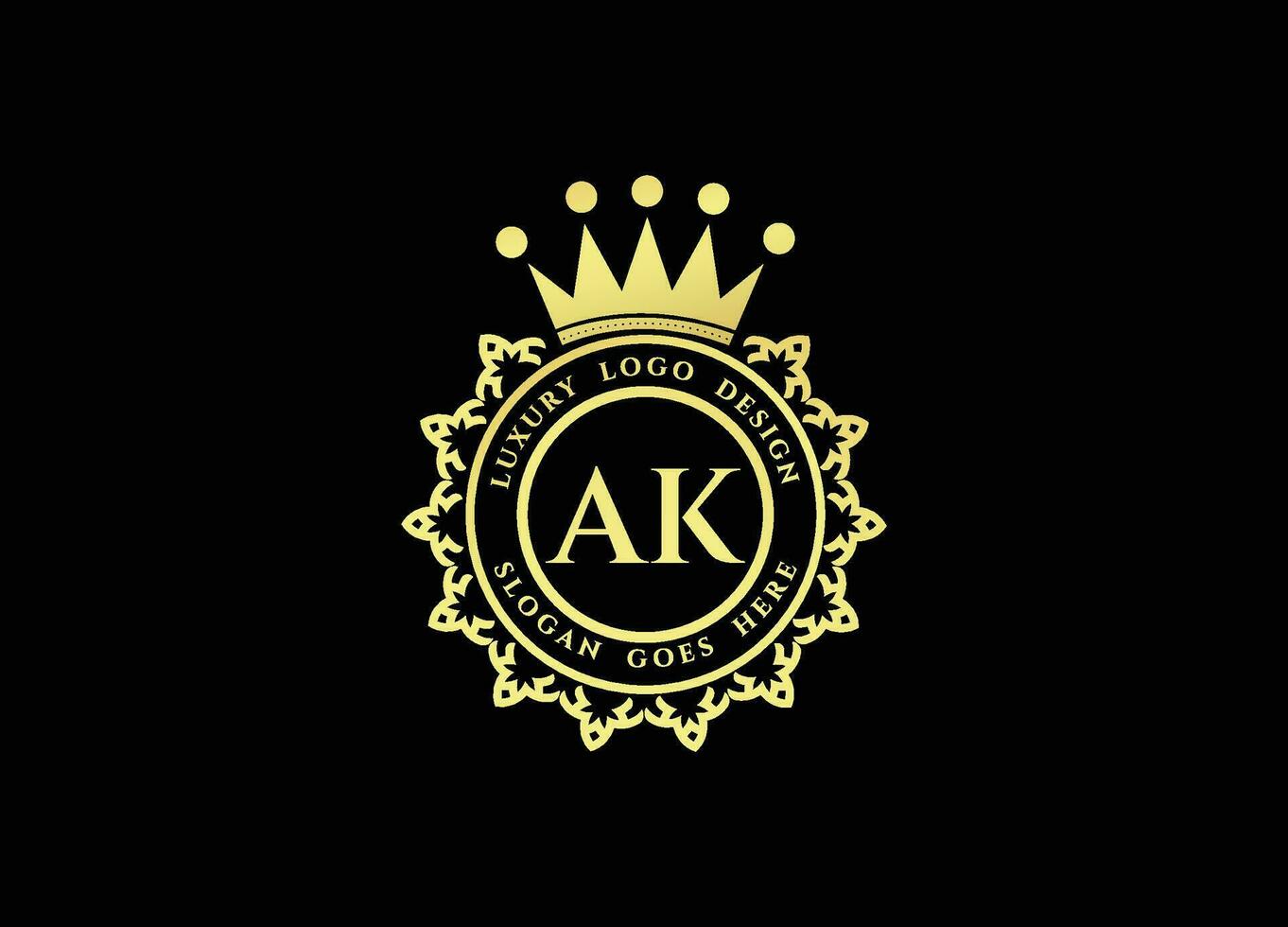 Initial AK Letter Royal Luxury Logo template in vector art. AK Initial Letter Gold calligraphic feminine floral hand drawn heraldic monogram antique vintage style luxury logo design Premium Vector