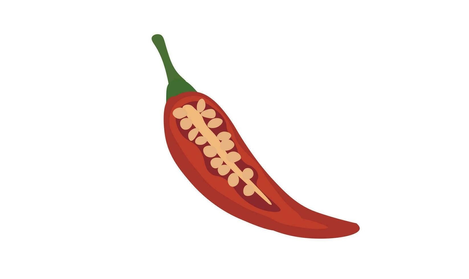 Chilli vector set. Chilli cut in half. Chopped. Chilli spices. Flat vector in cartoon style. Pepper. Fresh spices. Hot spices.