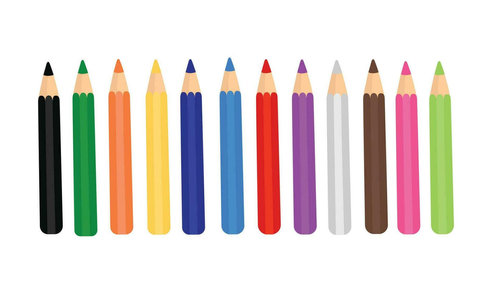 Color pencil vector set. Back to school concept. School supplies vector. Flat vector isolated on white background.  Crayon. Loosely arranged. Learning and education concept. Mess, Bulk, Box.