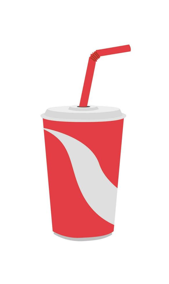 Soda cup vector set. Paper cup of soda with red straw. Cinema concept. Flat vector illustration in cartoon style, isolated on white background. Beverage cup