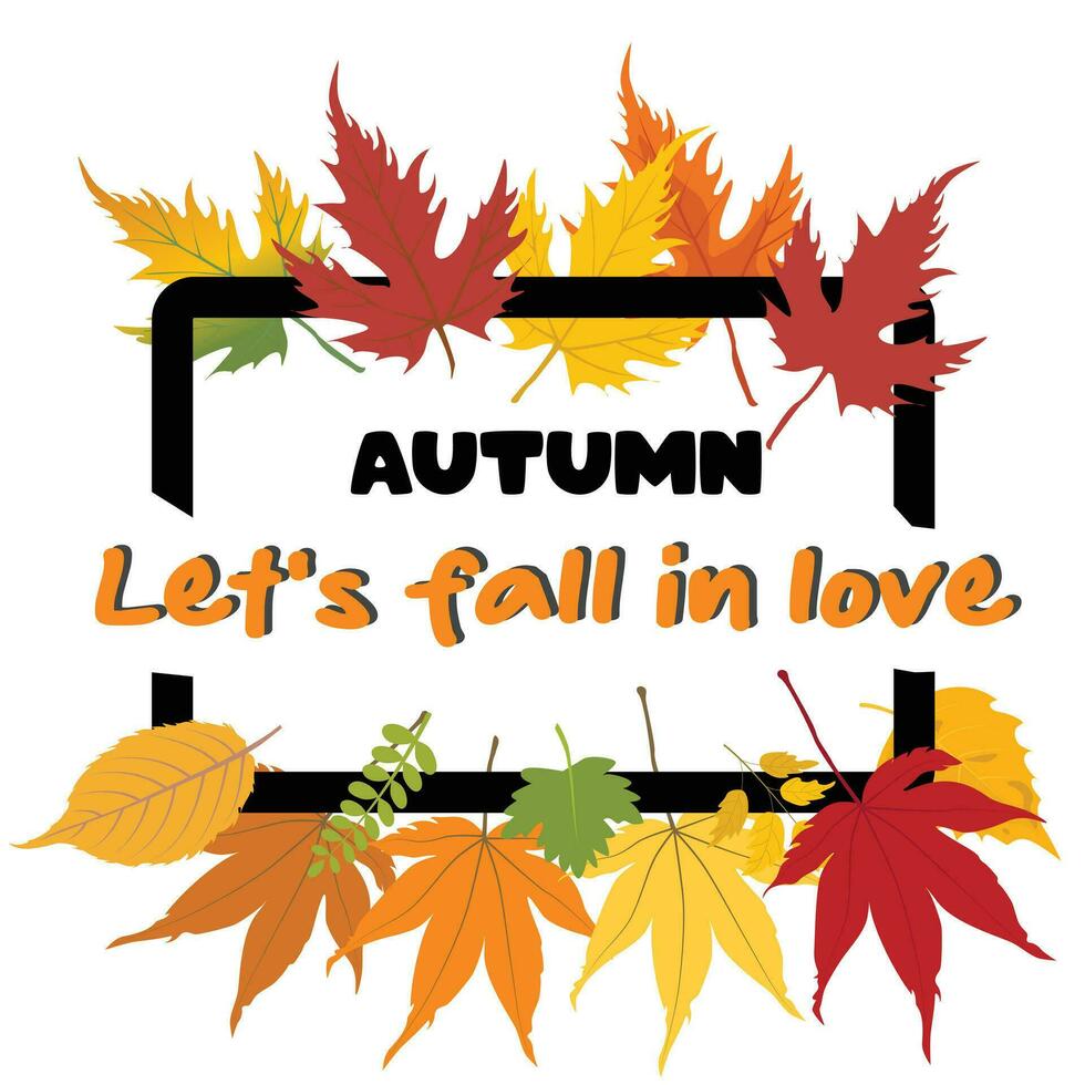 Hello autumn vector. Autumn design template for decoration, sale banner, advertisement, greeting card and media content. Autumn element illustration. Fall in love season letterring. Autumn love. vector