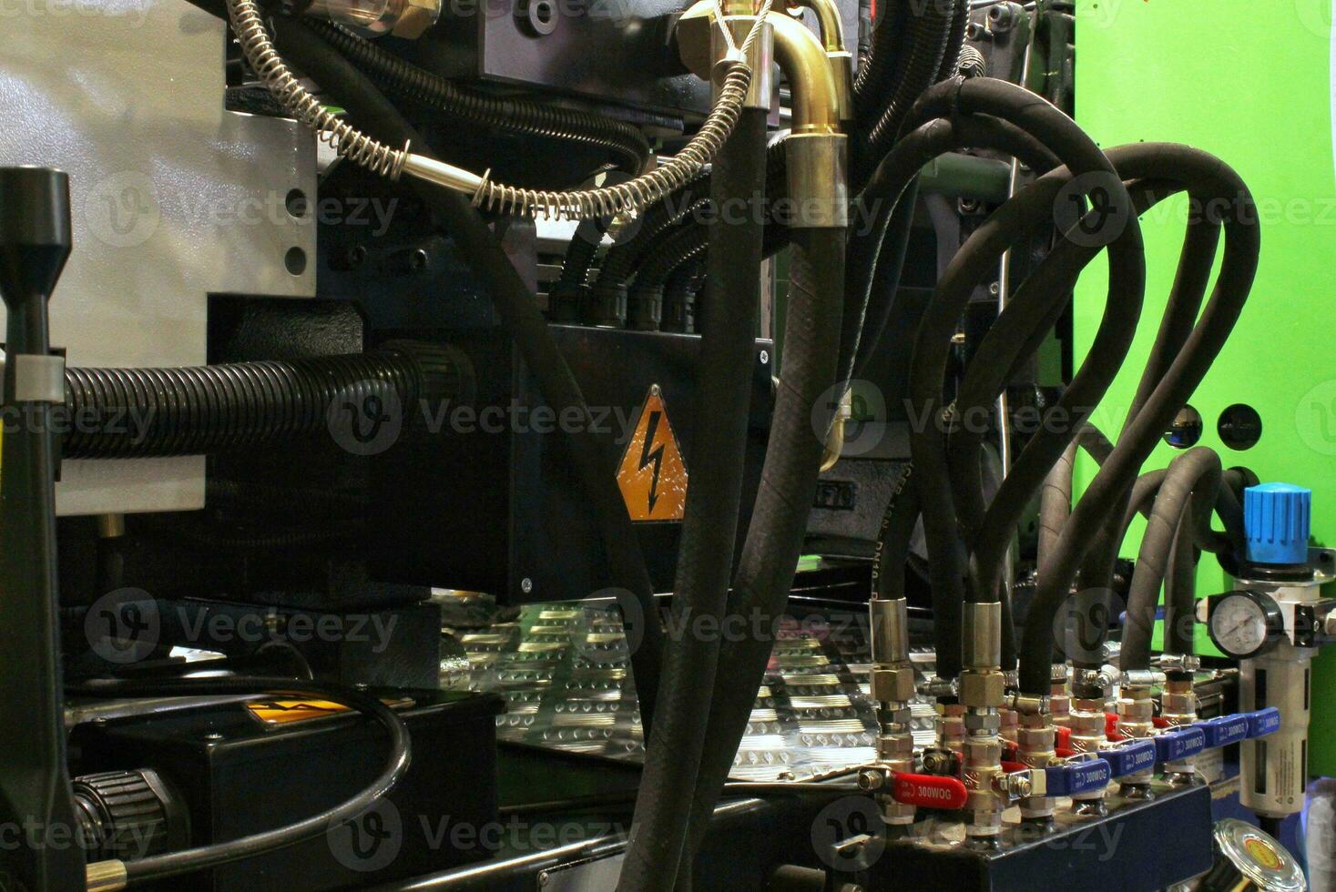 Factory equipment. Industrial heavy pumping machinery. Pipeline station. Pressure motor system in the plant photo