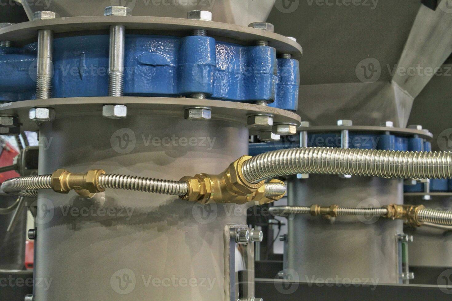 Factory equipment. Industrial heavy pumping machinery. Pipeline station. Pressure motor system in the plant photo