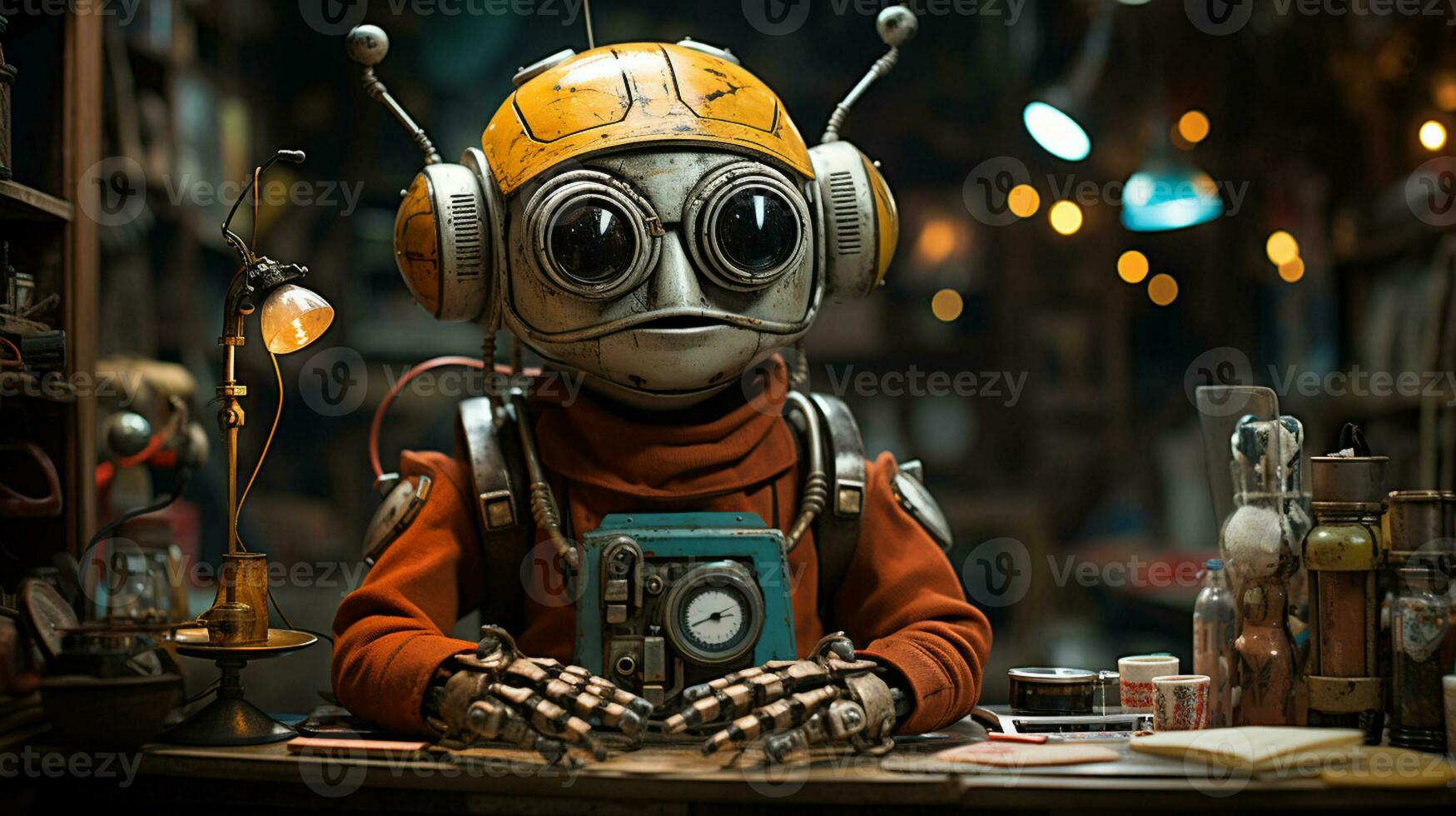 Ai Generated Anthropomorphic Robot Indoors photo