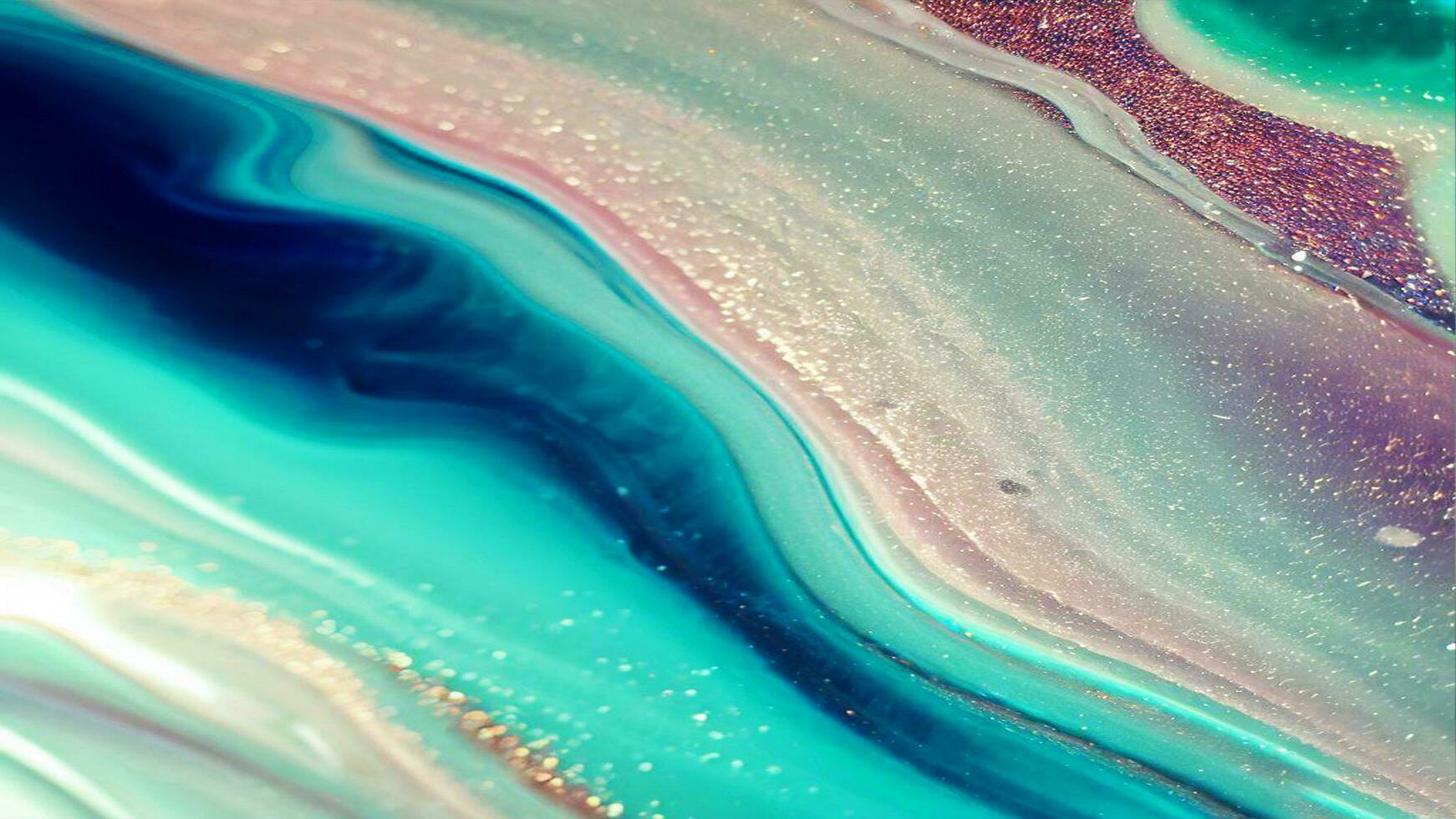 Abstract Liquid Paint Digital Paper, fluid art violet and gold glitter with alcohol ink technique ai generated photo