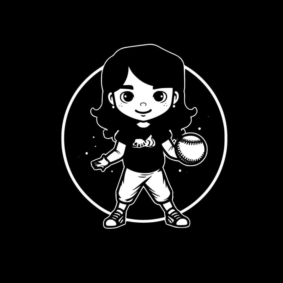 Softball, Black and White Vector illustration