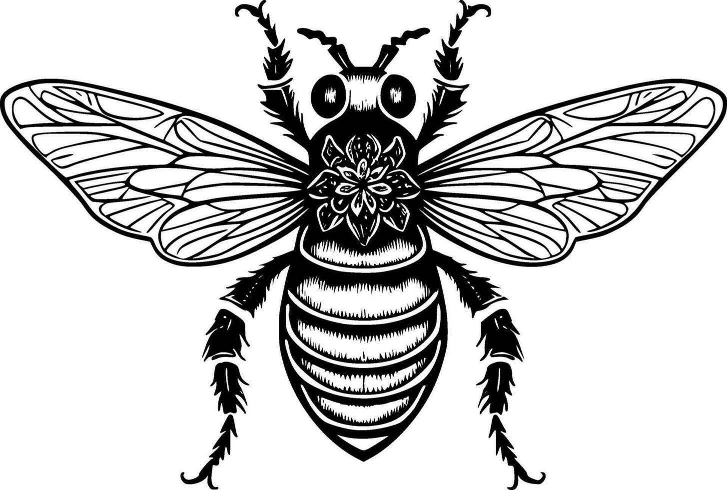 Bee - Black and White Isolated Icon - Vector illustration