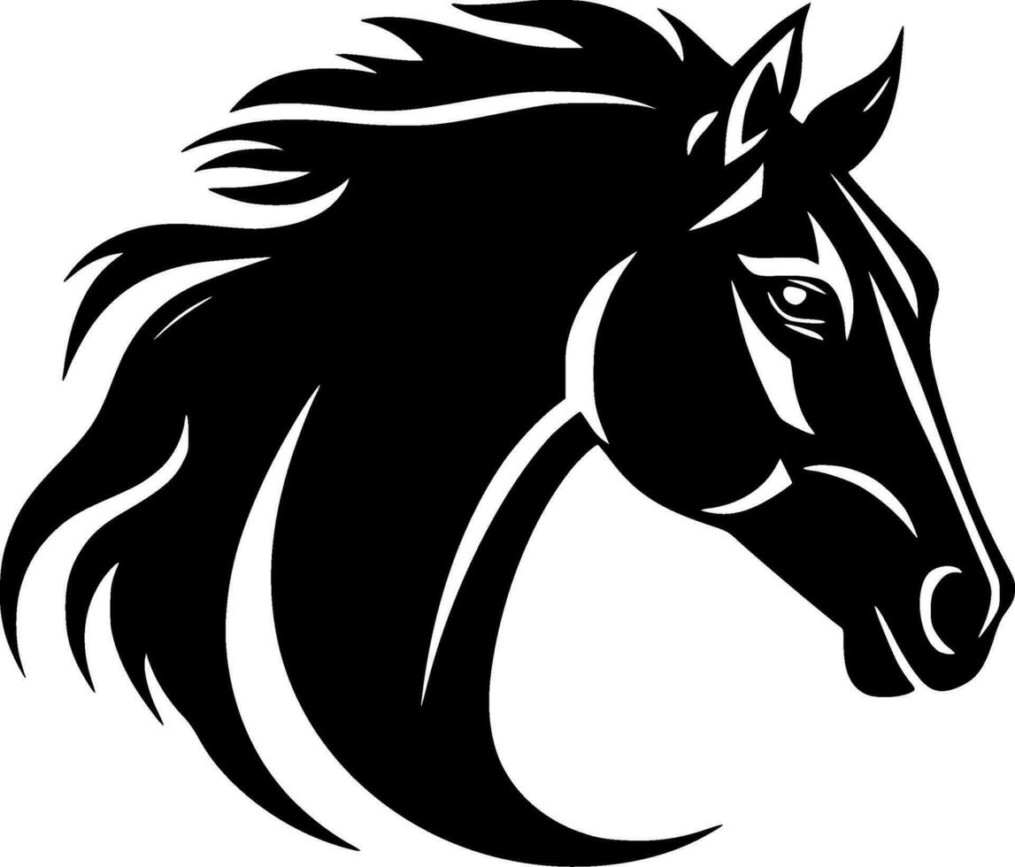 caballo - negro y blanco aislado icono - vector ilustración