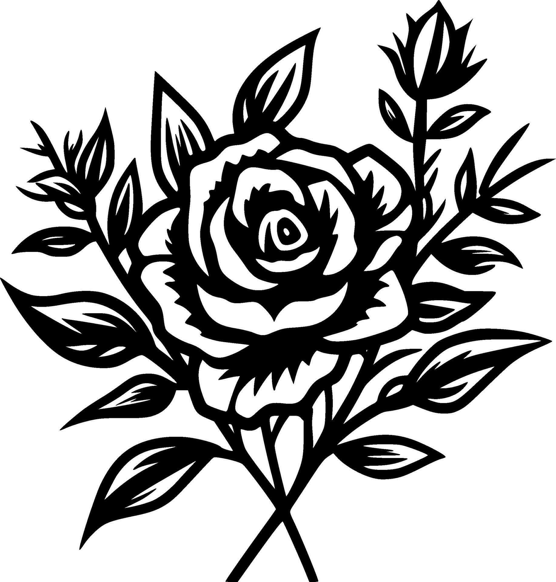 Flowers, Black and White Vector illustration 26689307 Vector Art at