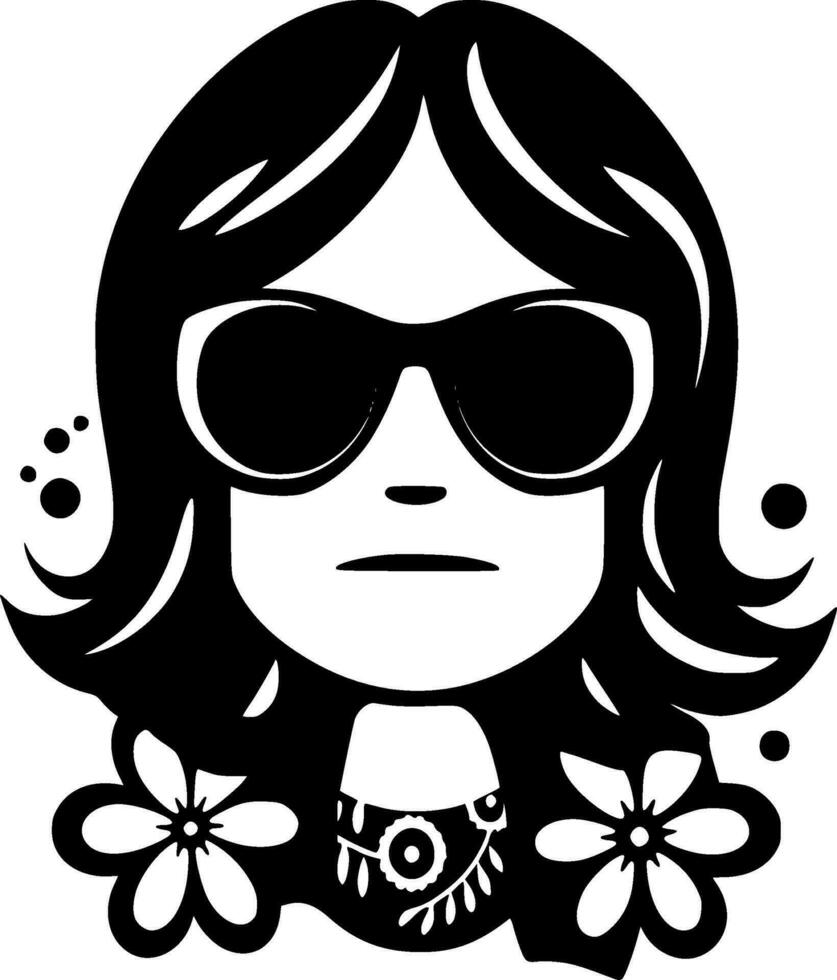 hippie - negro y blanco aislado icono - vector ilustración