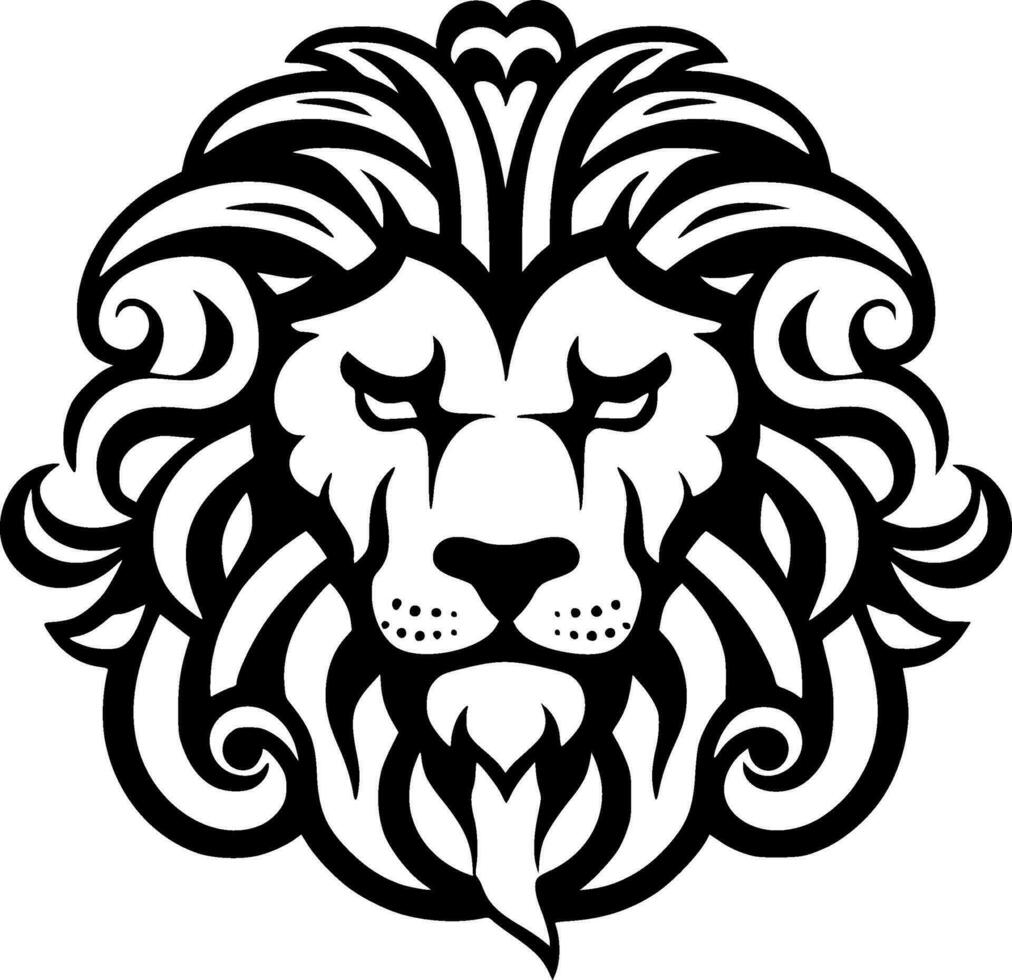 Lion, Black and White Vector illustration