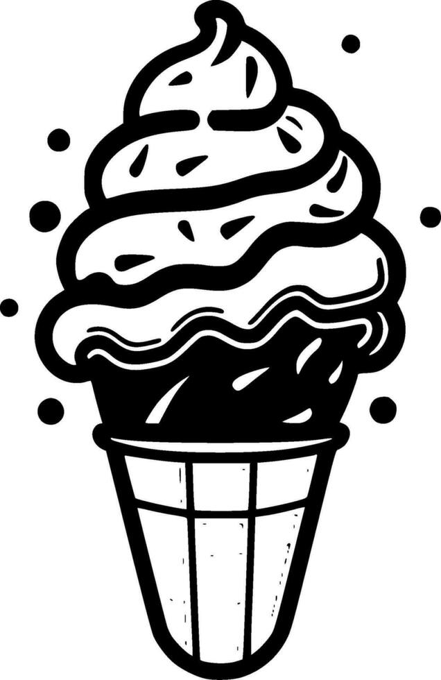 Ice Cream, Black and White Vector illustration